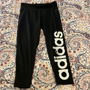 adidas black with white lettering leggings